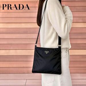 PRADA shoulder bag cross body triangular black white